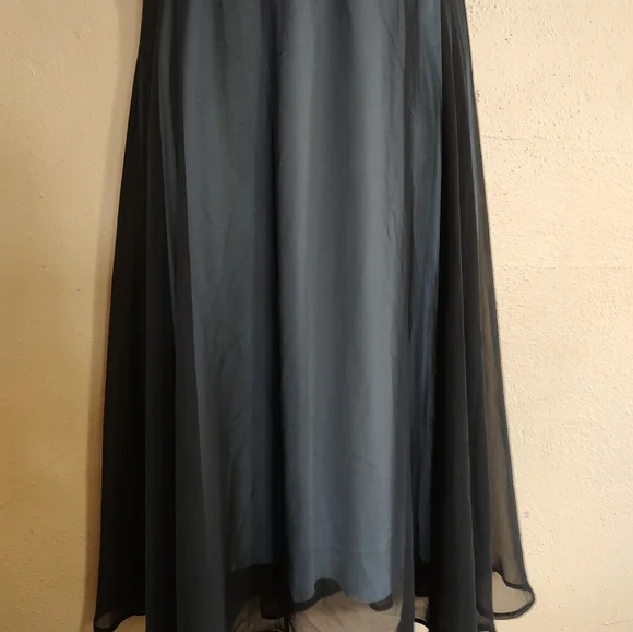 Iconic Vintage Y2K Black Chiffon Lace Formal Cocktail Slip Dress Size 12 Large - Picture 13 of 13